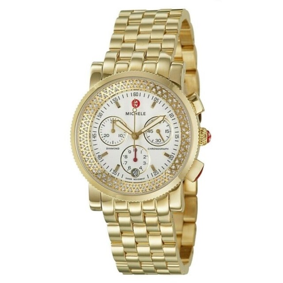 Michele Accessories - Michele Yellow Gold Sport Sail Diamond Watch